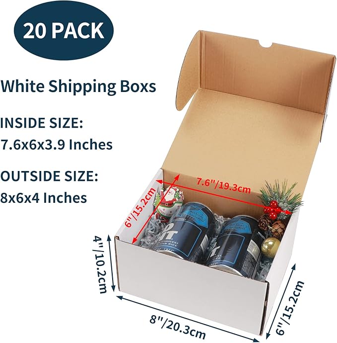 WIFTREY 8x6x4 Shipping Boxes 20 Pack - Image 2