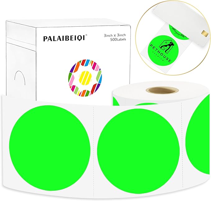 3 X 3 Inch Round Thermal Labels Circle Color Coding Labels Printable Waterproof by Palaibeiqi