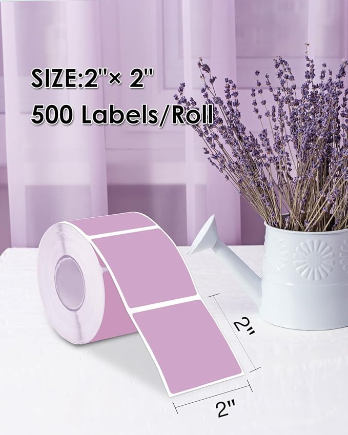 iEager Purple Square Thermal Label Stickers, 500 Sheets/Roll - Image 2