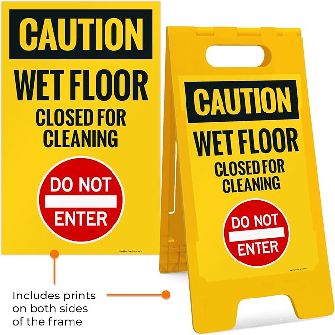 Caution Wet Floor Closed for Cleaning Do Not Enter Sidewalk Sign Kit, 10x16 - Image 5