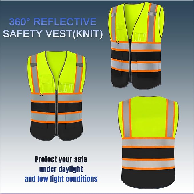 BeautyWill Custom Logo Safety Vest Class2 High Visibility Reflective Vest - Image 4