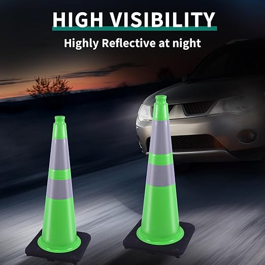 BESEA 6Pack 28" inch Traffic Cones Green Safety Cones - Image 5