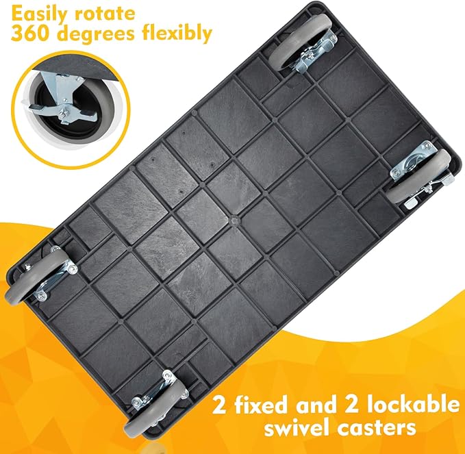 ELAFROS Heavy Duty Plastic Utility Cart 34 x 17 Inch - Image 3