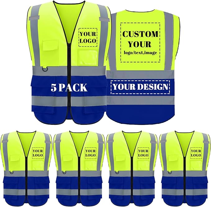 BeautyWill Custom Safety Vest Logo Class 2 High Visibility Reflevtive Vest by BeautyWill