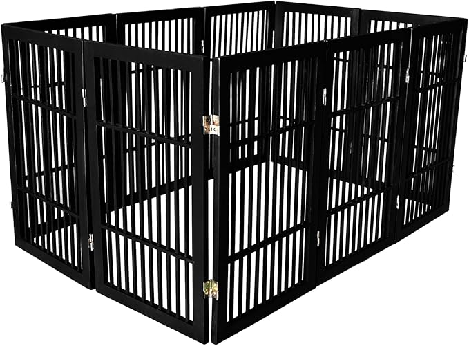 Pet Dog Gate Strong and Durable Freestanding Folding Acacia Hardwood Portable - Image 6