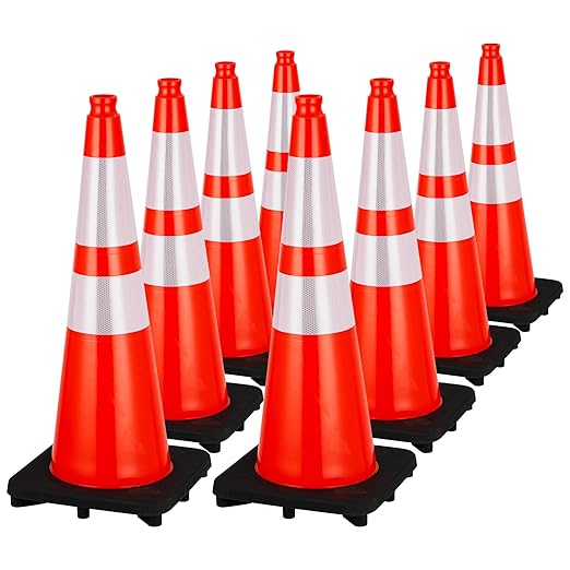 Traffic Cones 28", ExploreHorizon 8 PCS Safety Cones, PVC Orange Safety Road by Unknown