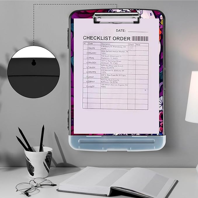 Clipboard with Storage, Heavy Duty Plastic Storage Clipboard with Low Profile - Image 4