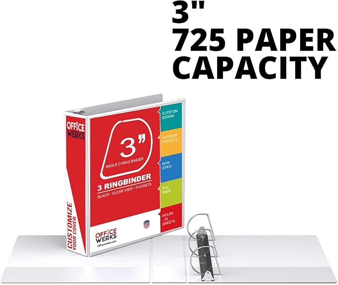 3 Ring Binders, 3 Inch Angle D-Rings, 4 Pack - Image 3