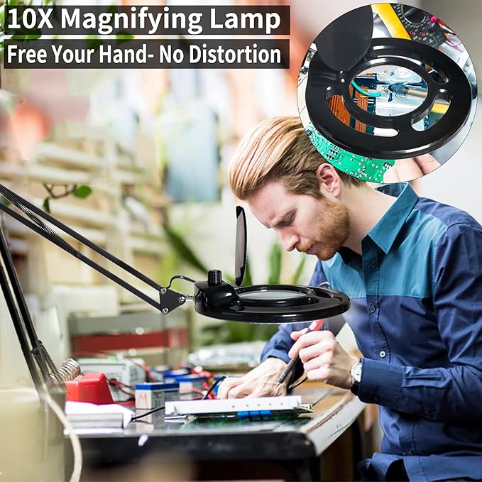 10X Magnifying Glass with Light, KIRKAS 2, 200 Lumens LED Magnifying Lamp with - Image 5