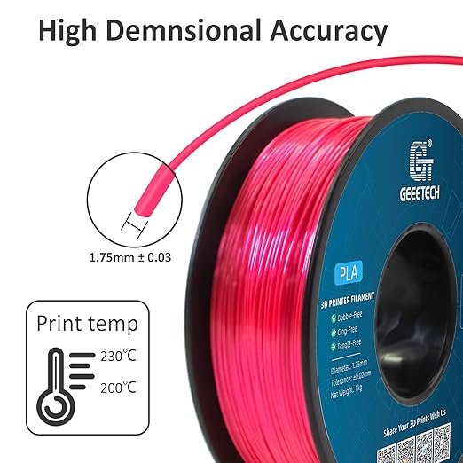 Geeetech Silk PLA Filament 1.75mm, Metal-Like Shiny Silk Rose Pink 3D Filament - Image 4