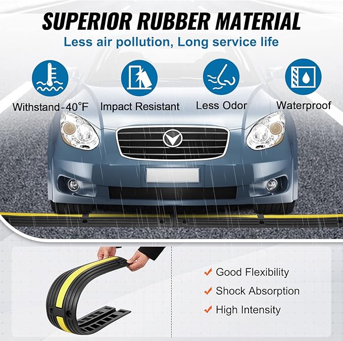 VEVOR 3.28 ft Cable Protector Ramp, 4 Pack of 1 Channel, 18000 lbs/axle - Image 4