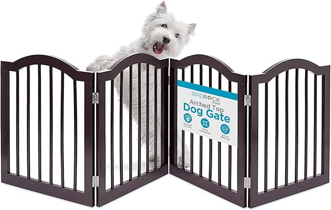 INTERNET'S BEST Arched Top Dog Gate | 4 Panel, and Porch | Portable, Extra Wide by BIRDROCKHOME