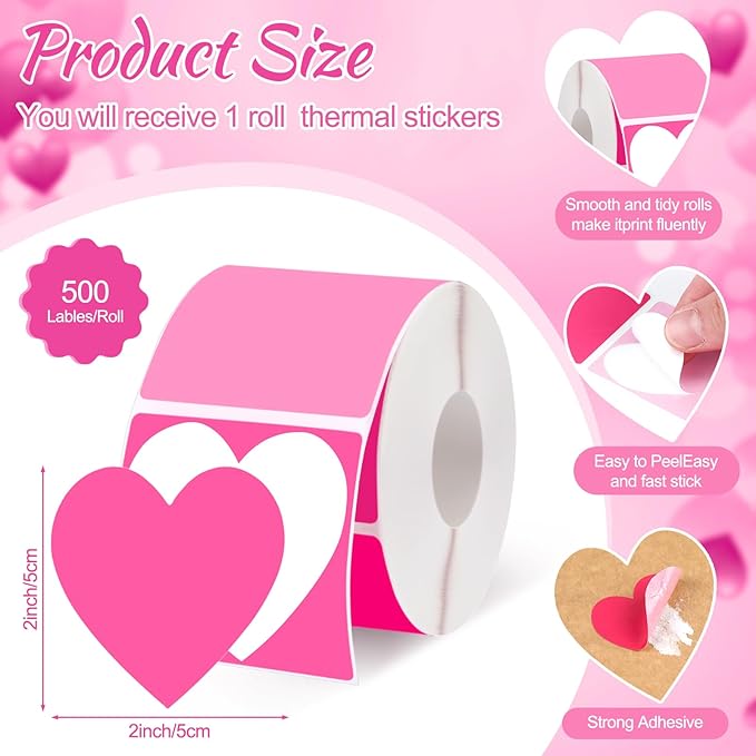 Ctosree 500 Pcs/ 1 Roll Thermal Sticker Labels Self Adhesive Direct Thermal - Image 2