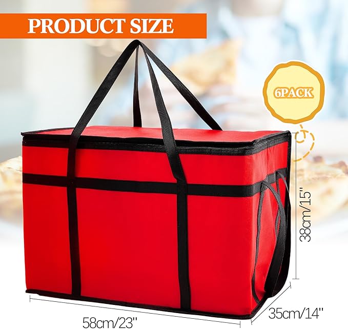 Maxcheck 6 Pcs Insulated Bags for Food Delivery XXXL Large Capacity Hot Grocery - Image 2