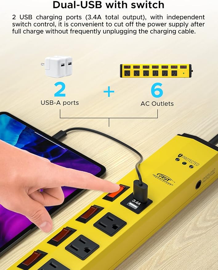 CRST 6-Outlet Heavy Duty Power Strip - Image 3