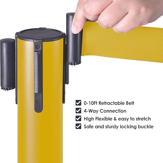 6 Pack Premium Crowd Control Stanchion Set, Heavy-Duty Base, Safety Rope - Image 6