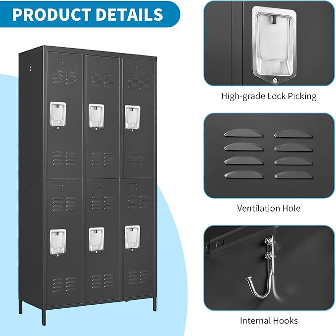 6 Doors Locker Storage Cabinet, Metal Locker - Image 4