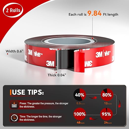 2 Rolls Car Double Sided Tape High Temperature Resistant Heavy Duty, Made of 3M - Image 5