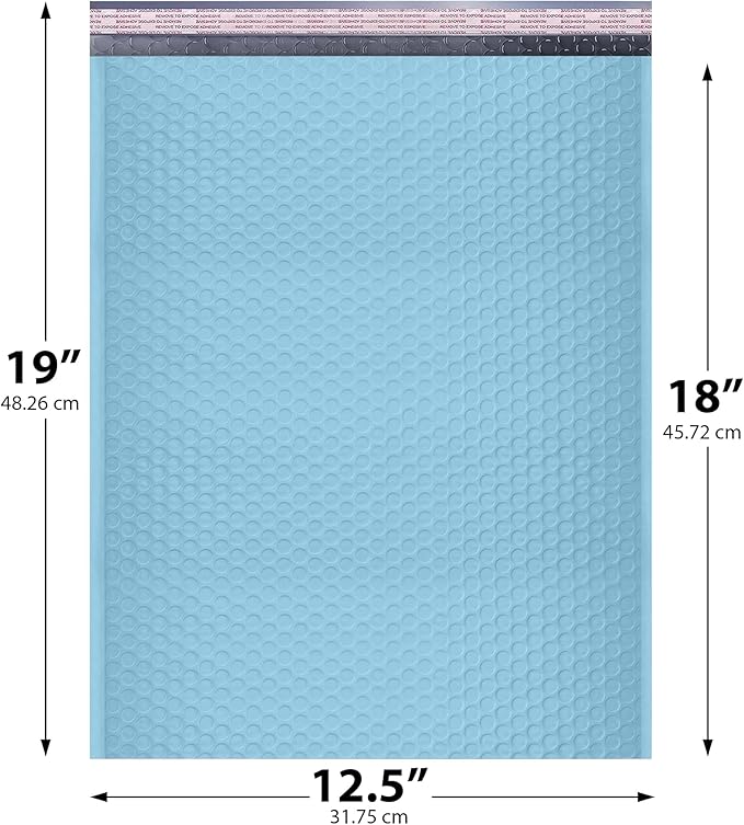 Light Blue 12.5x19.5 Inch Large Poly Bubble Mailers #6 | Padded Envelopes - Image 2