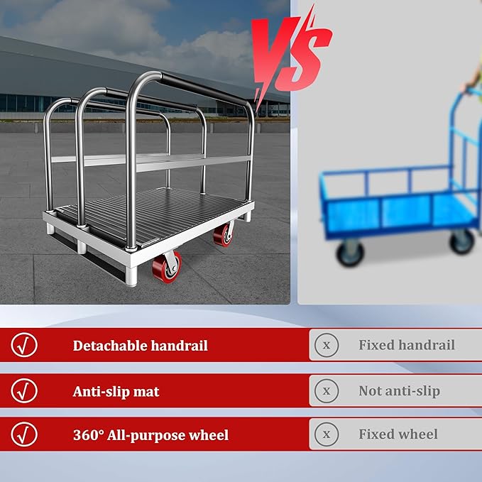 2IN1 Heavy Duty Panel Truck, 2600 lbs Capacity Drywall & Lumber Cart, Flatbed - Image 6