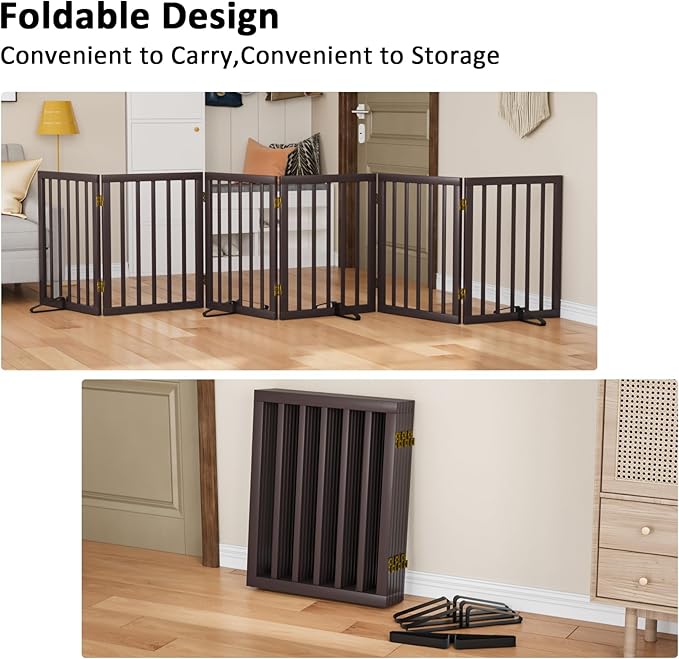 Freestanding Pet Gate 55-110" Extre Wide, Foldable Dog Gate - Image 4
