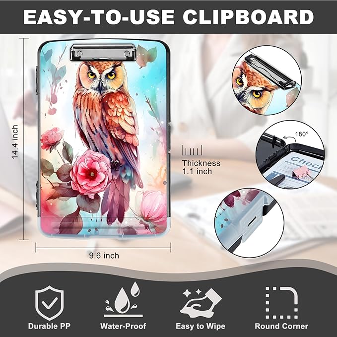 Clipboard with Storage, Storage Clipboard with Pen Holder, Heavy Duty Plastic - Image 2