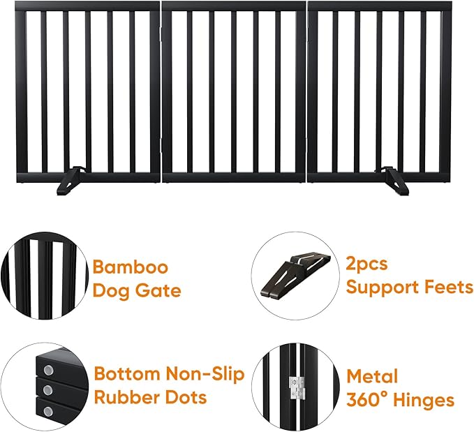 Black 18-55" Foldable Pet Gate for Stairs & Doorways, Puppy Gate Fence - Image 4