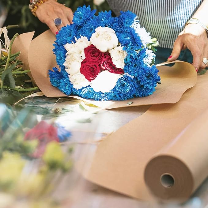 Kraft Wrapping Paper Roll, 100 Feet Recycled Kraft Paper - Image 2