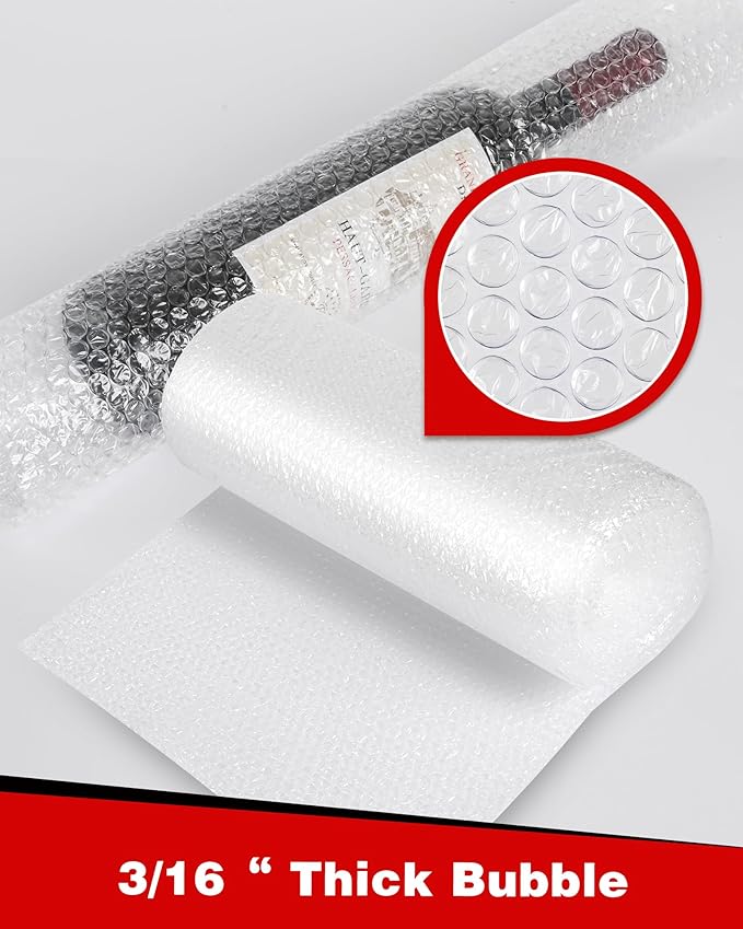 2-Pack Bubble Cushioning Wrap Rolls, 3/16" x 17" x 72' ft Total, Perforated 12" - Image 2