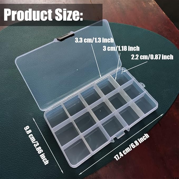 4 Pcs 15 Grids Clear Organizer Box Plastic Storage Container - Image 2