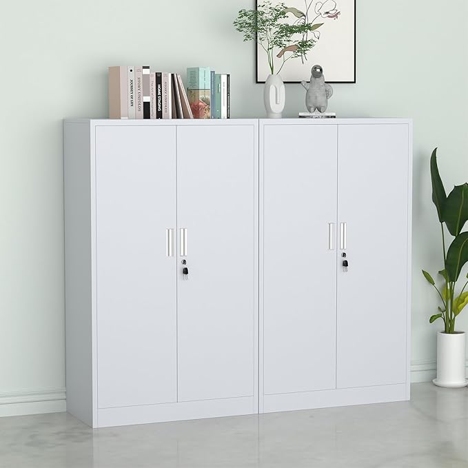 Metal Storage Cabinet with Locking Doors and Adjustable Shelves, 53.5-Inch Tall - Image 7