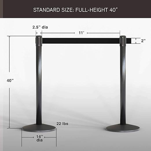 Qbuster Black Stanchions with Retractable Belts, Crowd Control Safety Barrier - Image 2