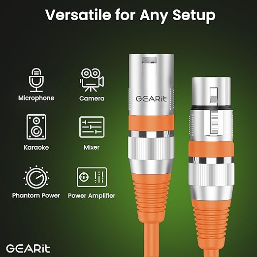 GEARit XLR Male to Female Microphone Cable 3-Pin Balanced Shielded Mixer - Image 3