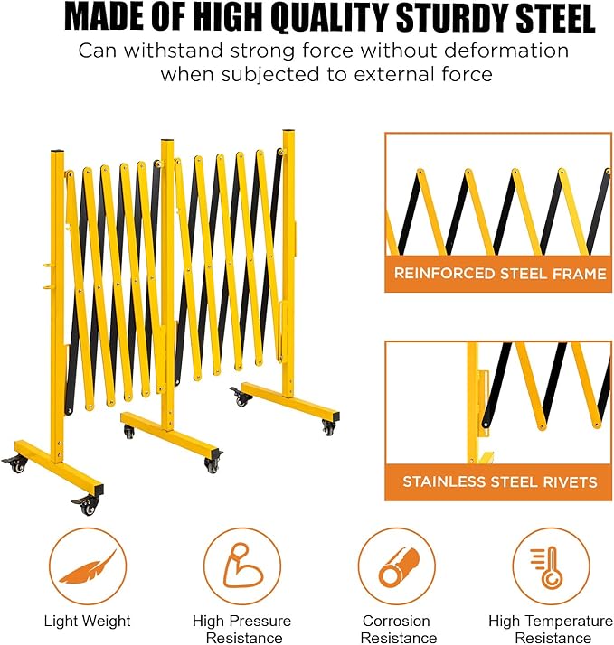 TECSPACE Industrial Expandable Metal Barricade, Expansion Size 16.4 FT - Image 3