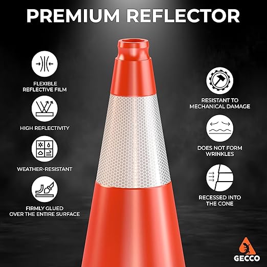 GECCO ™ 18 Inch 3.3 Lb Small Orange Traffic Cones Set | Safety Cones, Parking - Image 4