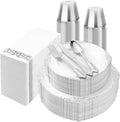 350PCS Silver Plastic Plates for 50 Guests, Disposable Dinnerware Set Includes by Bestluck
