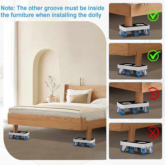 Furniture Dolly with Dual Groove Design: Furniture Sliders with 6 Wheels - Image 4