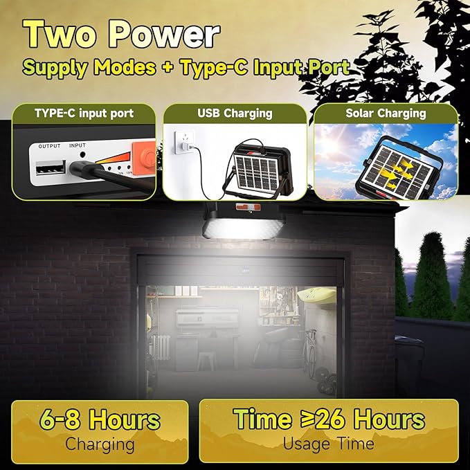 300W LED Solar Work Light, Sinear 26000LM Magnetic Portable Light, 26000mAh - Image 3