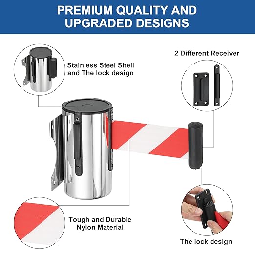PATIKIL Fixed Wall Mount Retractable Belt Barrier - Image 3