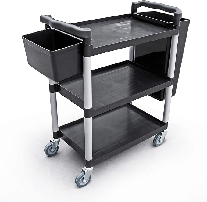 New Star Foodservice 54538 250-Pound Plastic 3-Tier Utility Bus Cart - Image 3