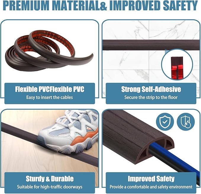Floor Cord Covers for Wires 20FT Cable Hider Wire Cover Self Adhesive Cord - Image 3