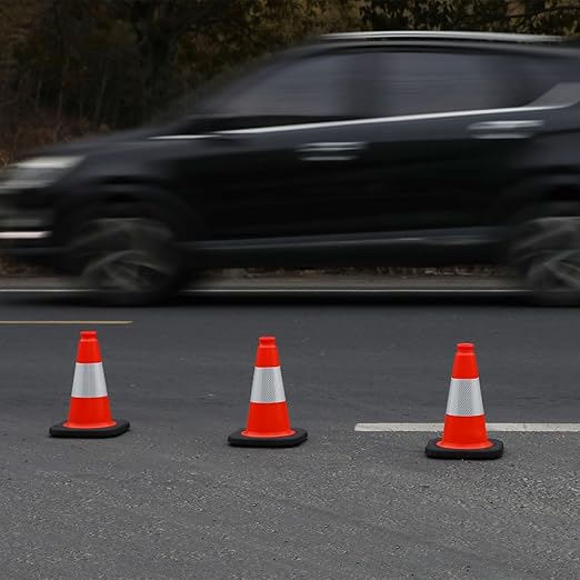 6 Pack 12" Inch Orange PVC Traffic Cones - Image 6