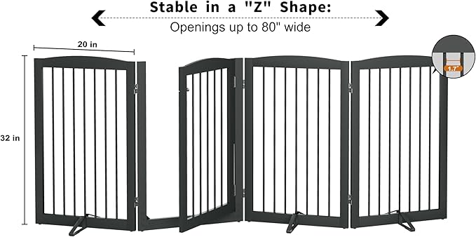 Freestanding Dog Gates with Door Walk Through, Pet Gate - Image 6