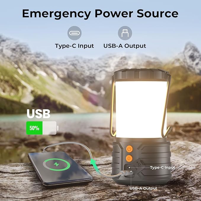 2 Pack Camping Lantern, Led Camping Lanterns, 5000mAh Rechargeable Battery - Image 4