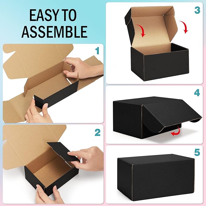 Shipping Boxes 6x4x3 inches Black Small Mailing Boxes 25 Pack Cardboard - Image 3