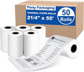 2 1/4" x 50' Thermal Receipt Paper Rolls 50 Rolls, BPA Free Receipt Paper by PonyPackaging