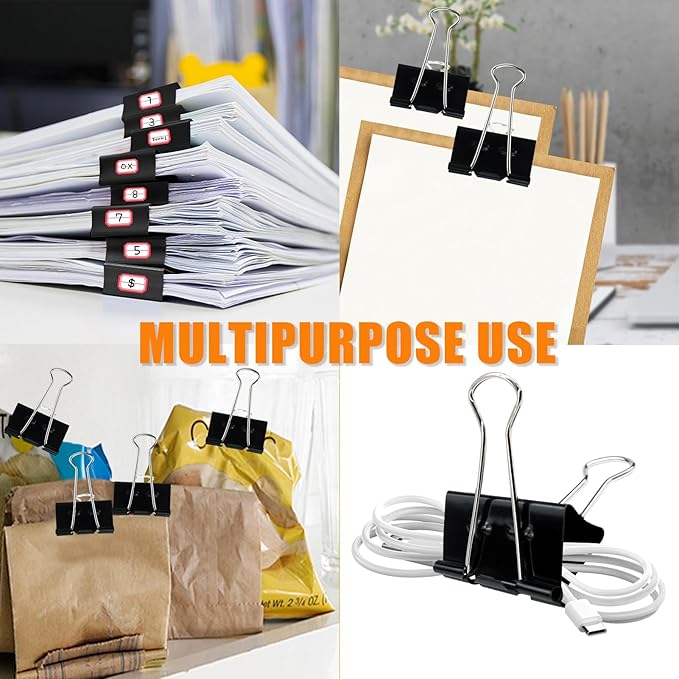48Pcs Binder Clips, Upgrade Large Binder Clips Heavy Duty Paper Clamps - Image 4