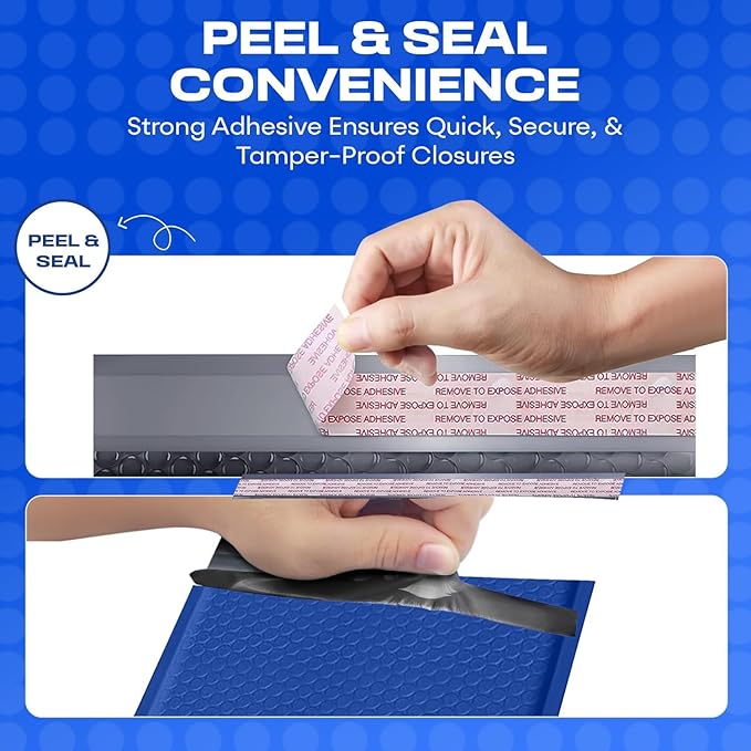 Royal Blue Large Poly Bubble Mailers 12x15 inch | Self Seal Padded Envelopes - Image 4