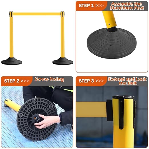 6 Pack Yellow Crowd Control Stanchions - Image 3