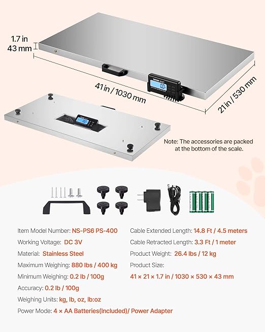 VEVOR 880Lbs x 0.2Lbs Livestock Scale Shipping Scales Large Platform - Image 7